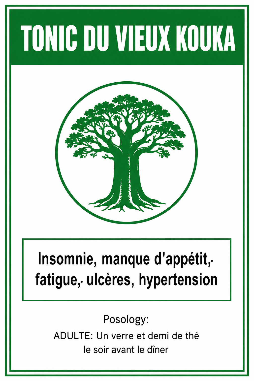 Étiquette officielle Tonic du Vieux KOUKA